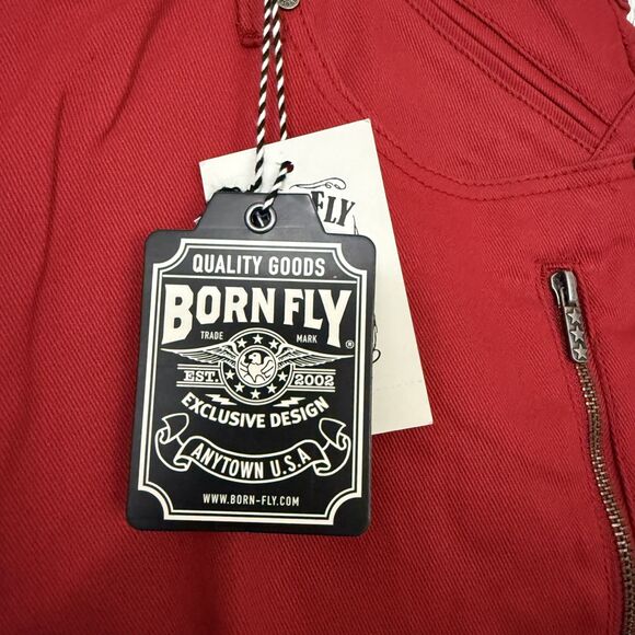 NWT Born Fly Men's 42x32 Red Zipper Pockets Cotton Stretch Straight Leg Jeans - Picture 3 of 8